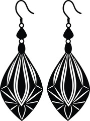  decorative women earrings illustration black and white