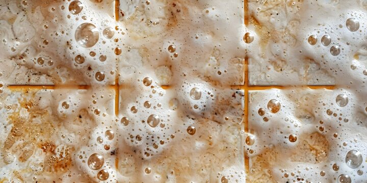 Dirty bathroom tiles covered in soda bubbles creating a gross image. Concept Dirty Tiles, Soda Bubbles, Gross Image