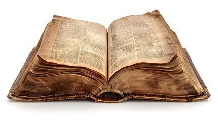 Detailed Classic Open Book Icon on White Background with Copy Space