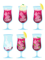 カシスソーダのイラスト六種