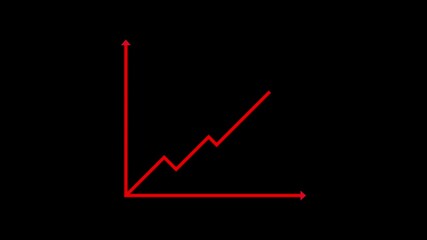 Beautiful animation of rising red bar graph following the arrow, ultra HD 4K