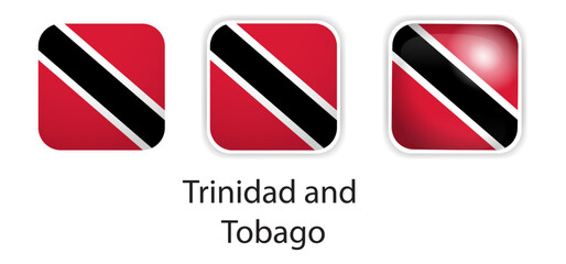 Trinidad and Tobago flag vector icons set in the shape of rounded square