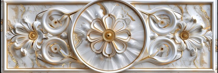 Obraz premium Baroque, Barocco Ornate Marble Ceiling Non-Linear Reformation Design with Intricate Accents Depicting Classic Elegance and Architectural Beauty