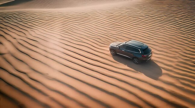 Philippines&rsquo; Tarlac from Above. Aerial Abstract View of Car in Desert
