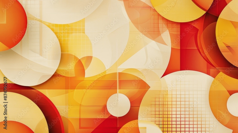 Aufkleber geometric shapes with a 3d bubbly texture in shades of orange red and yellow adding a modern twist t