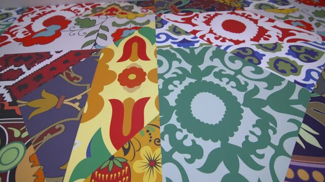 Tatar pattern mosaics embellish wall of public school. Infusion of art integrates historical cultural motifs into school daily environment