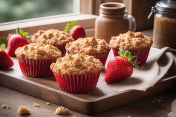 Strawberry Muffins with Streusel Topping