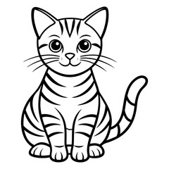 Fototapeta premium Cute cat black and white cartoon character vector design illustration of Kitten coloring page for kids