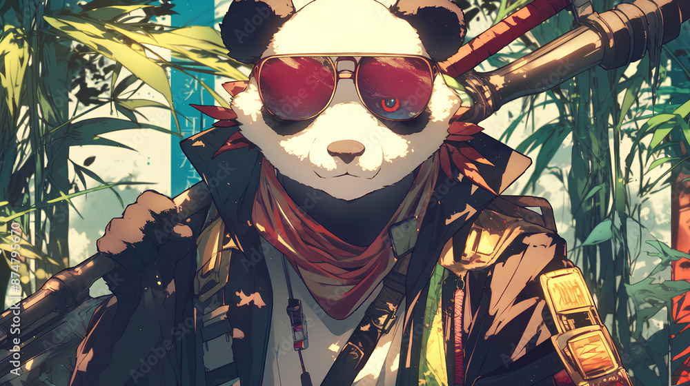 Poster panda human cartoon character