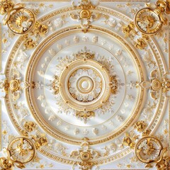 Fototapeta premium Baroque, Barocco Ornate Marble Ceiling Non-Linear Reformation Design with Intricate Accents Depicting Classic Elegance and Architectural Beauty