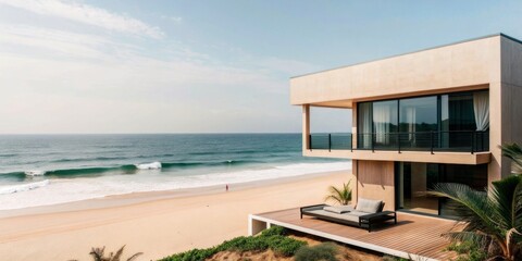 Obraz premium Modern Beach House with Ocean Views