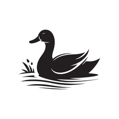 duck silhouette vector art illustration