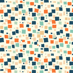 Fototapeta premium Abstract geometric pattern of squares in blue, green, orange and beige colors