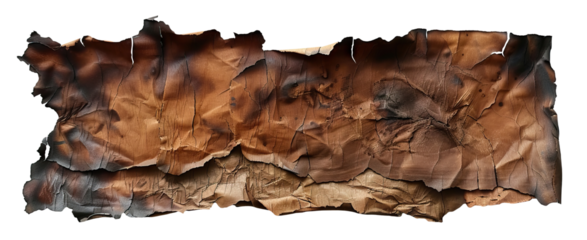 Burnt and crumpled paper sheet, cut out
