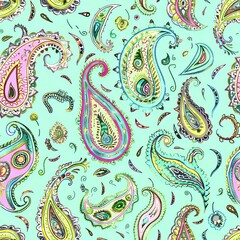Detailed and Intricate Indian Paisley Fabric Design