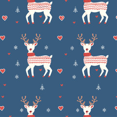 Seamless Christmas Reindeer Pattern, Winter Wonderland