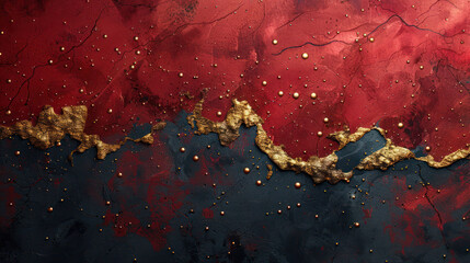 Abstract burgundy red and black background with golden decoration as wallpaper illustration	