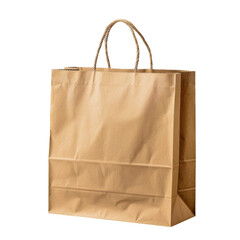 Brown Paper Bag with Handle on Transparent Background Isolated on Transparent or White Background, PNG