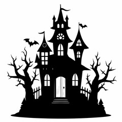 haunted house black vector silhouette