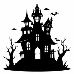 haunted house black vector silhouette