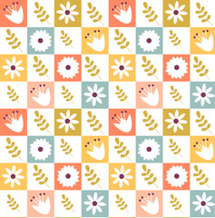 Seamless pattern of a square cage of bright colors. Vector illustration.