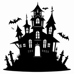 haunted house black vector silhouette