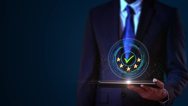 Businessman virtual display HUd Hologram 5 Rating Five star customer reviews feedback. customer satisfaction quality levels product product quality, customer feedback and review rankings