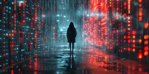 Exploring cyber warfare hacking and information manipulation in the digital battleground. Concept Cyber Warfare, Hacking, Information Manipulation, Digital Battlegrounds, Security Threats