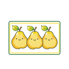 Cute Cartoon Pears with Happy Faces Illustration
