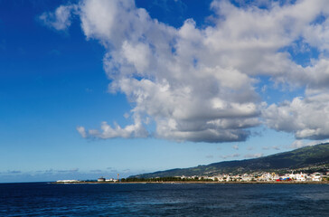 Fototapeta premium White Clouds In Blue Sky Above Papeete French Polynesia