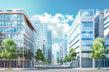 tall office buildings by generative ai