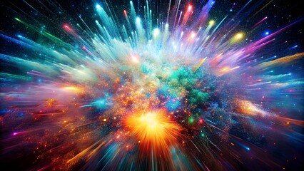 Abstract supernova explosion of bright colors in deep space