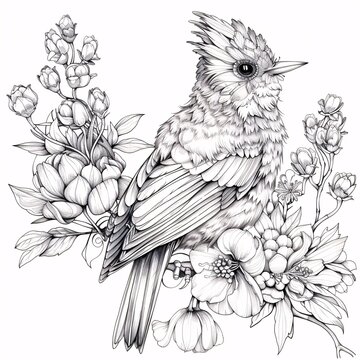 recommend clip art: Bird coloring page line art