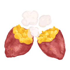 ほかほかの焼き芋のイラスト