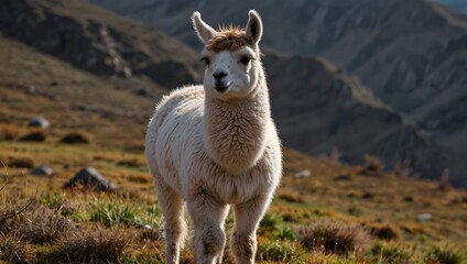 Fototapeta premium The ecological role of llamas in their native Andean habitat ai_generated