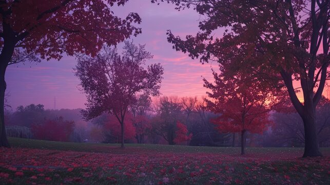 sunset in the forest
