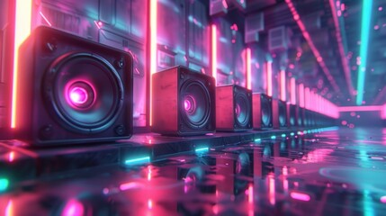 Neon Lights and Speakers