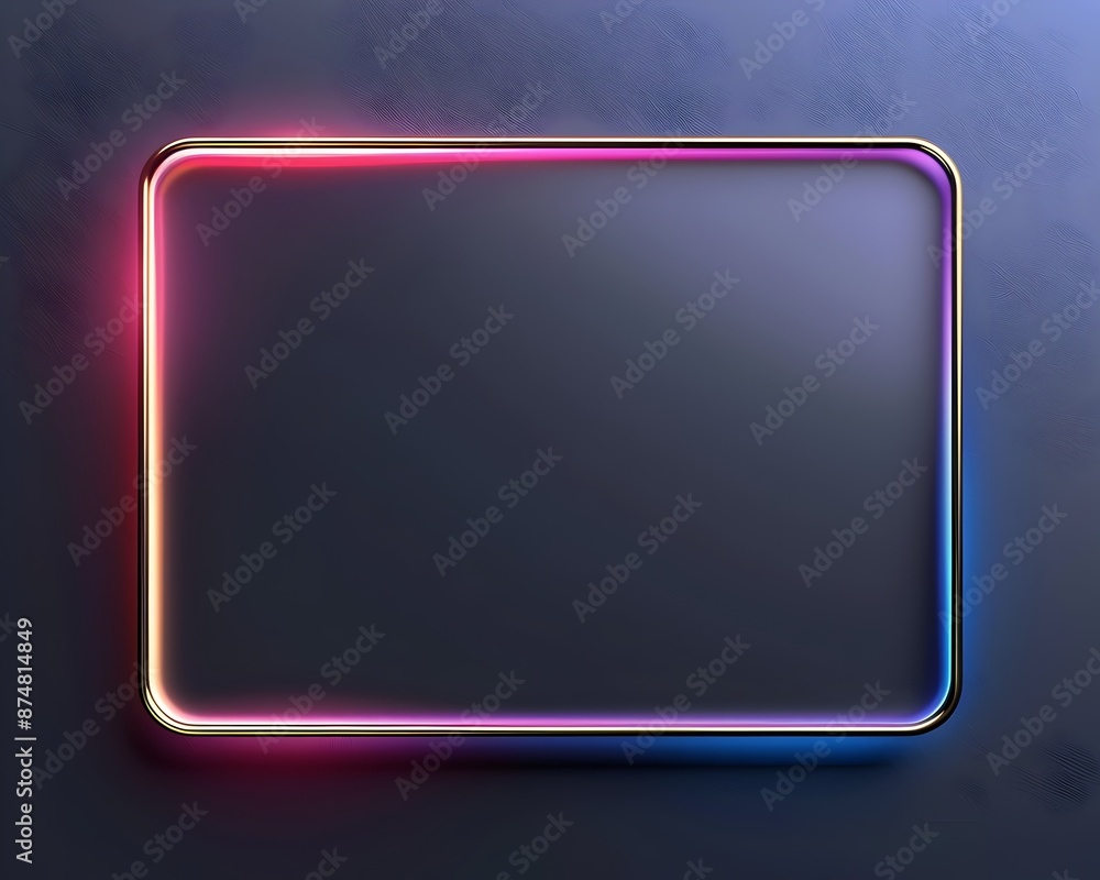 Poster sleek modern metallic frame on gradient background for digital concept or design template