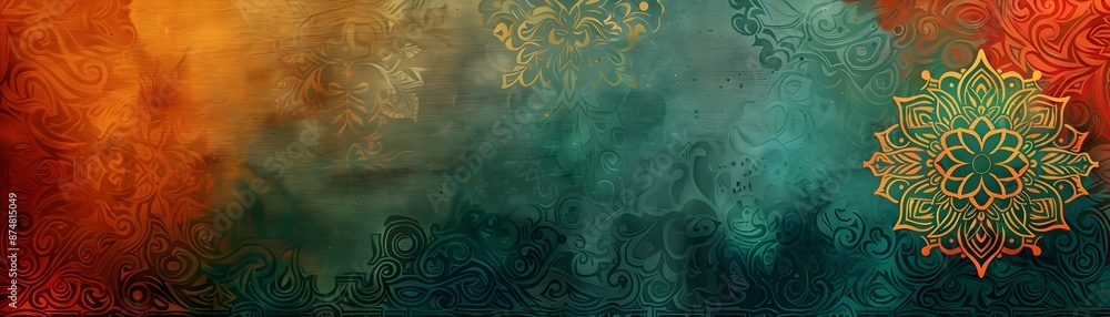 Aufkleber vibrant and rich cultural frame with traditional patterns on fabric texture abstract decorative back
