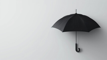 Black umbrella on white background