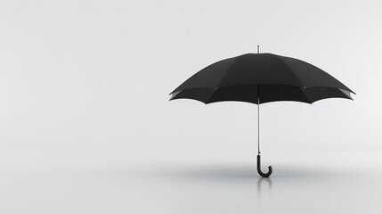 Black umbrella on white background