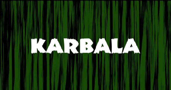 White Color KARBALA text Glitch effect animation on background. Digital glitch effect. 4K esay to use.