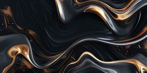 Abstract Metallic Waves in Black and Gold