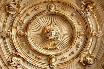 Obraz premium Baroque, Barocco Ornate Marble Ceiling Non-Linear Reformation Design with Intricate Accents Depicting Classic Elegance and Architectural Beauty