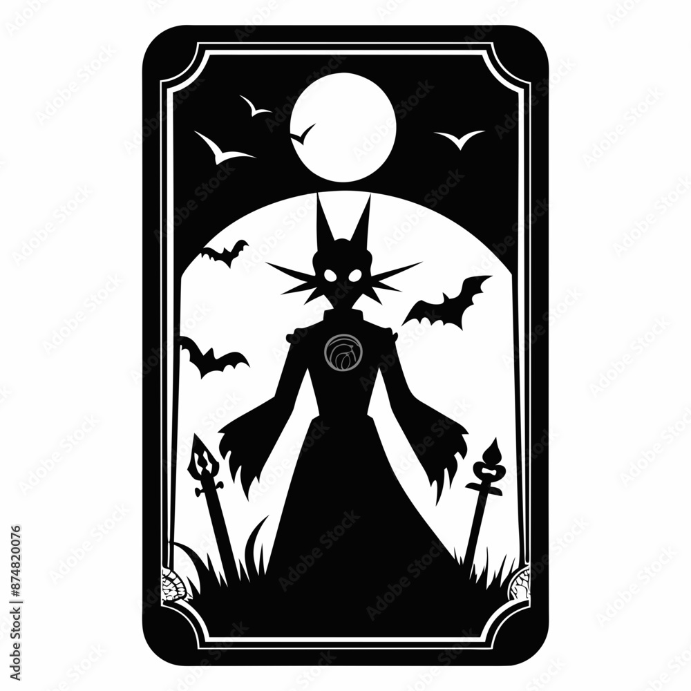 Wall mural halloween tarot card vector silhouette