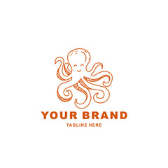 squid illustration logo for seafood restaurant