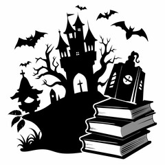 Halloween books,illustration of a halloween,black chilling-classics-halloween-horror-books vector 