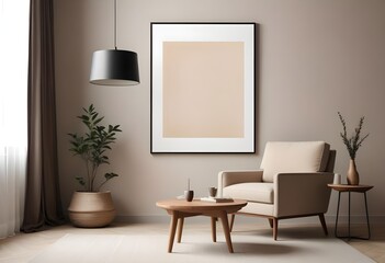 Frame mockup, ISO A paper size. Bedroom poster mockup. Modern interior design. Living room Interior mockup with house background. 3D render