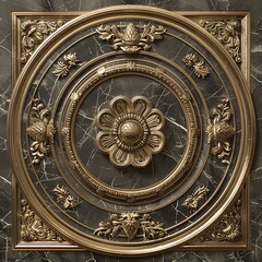 Obraz premium Baroque, Barocco Ornate Marble Ceiling Non-Linear Reformation Design with Intricate Accents Depicting Classic Elegance and Architectural Beauty