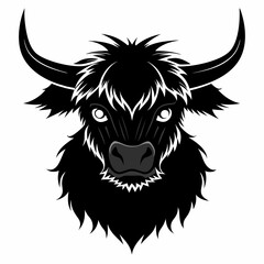 halloween highland cow black vector silhouette